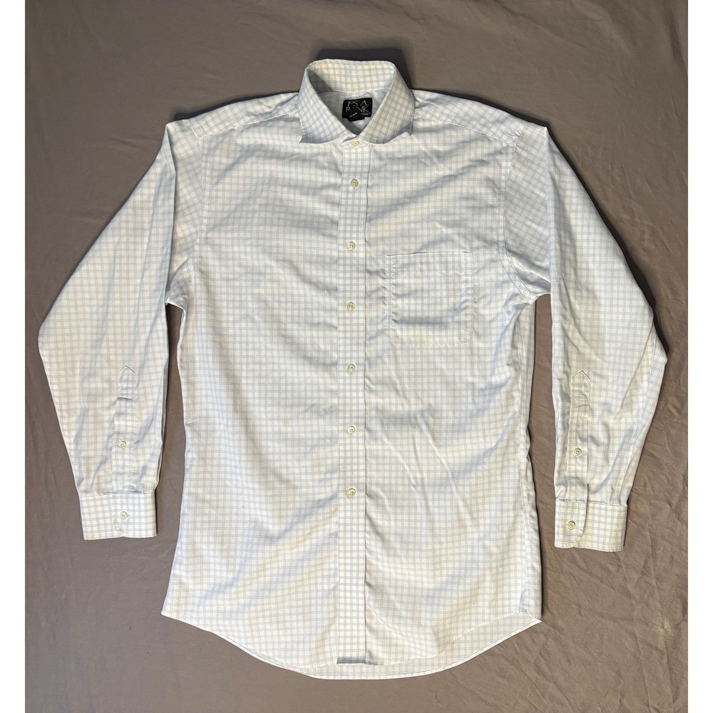 Jos A Bank Traveler Shirt Men's Size 15-32 Plaid Long Sleeve Button Up Slim Fit